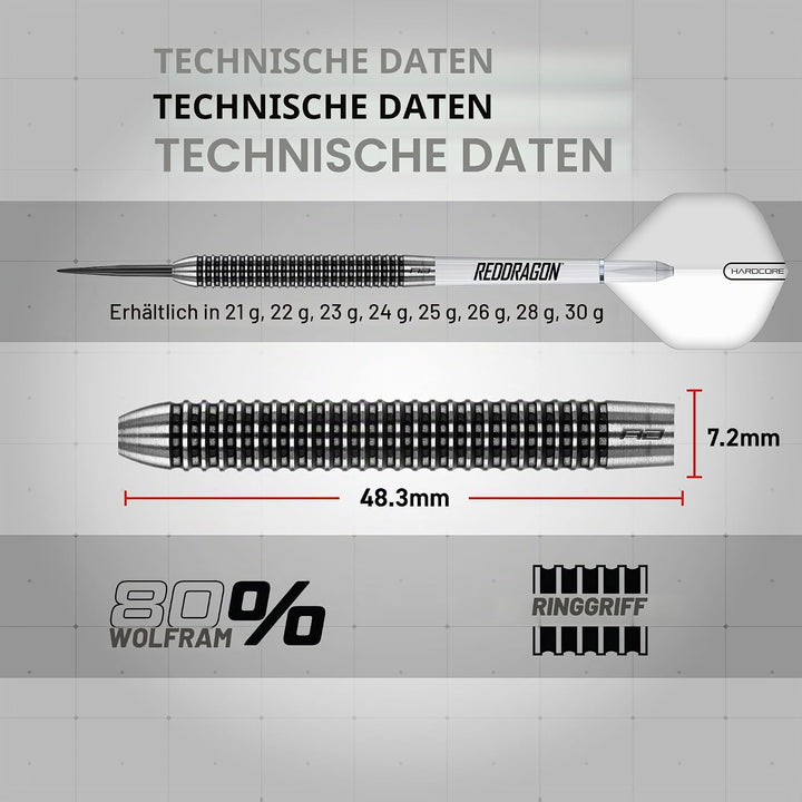 RED DRAGON Darts - Pegasus Profi 80% Tungsten Darts Set | Erhältlich mit Dartpfeile Metallspitze 21g