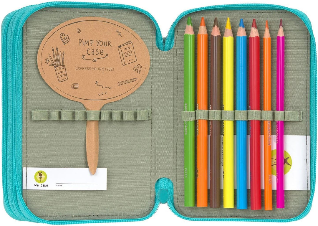 LÄSSIG Federmäppchen Unique School Triple Pencil Case Slim Unique Turquoise türkis