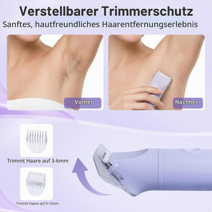 Carehabi Rasierer Damen 3-in-1 Intimrasierer für Frauen Elektrischer Rasierer Damen IPX7 Wasserdicht