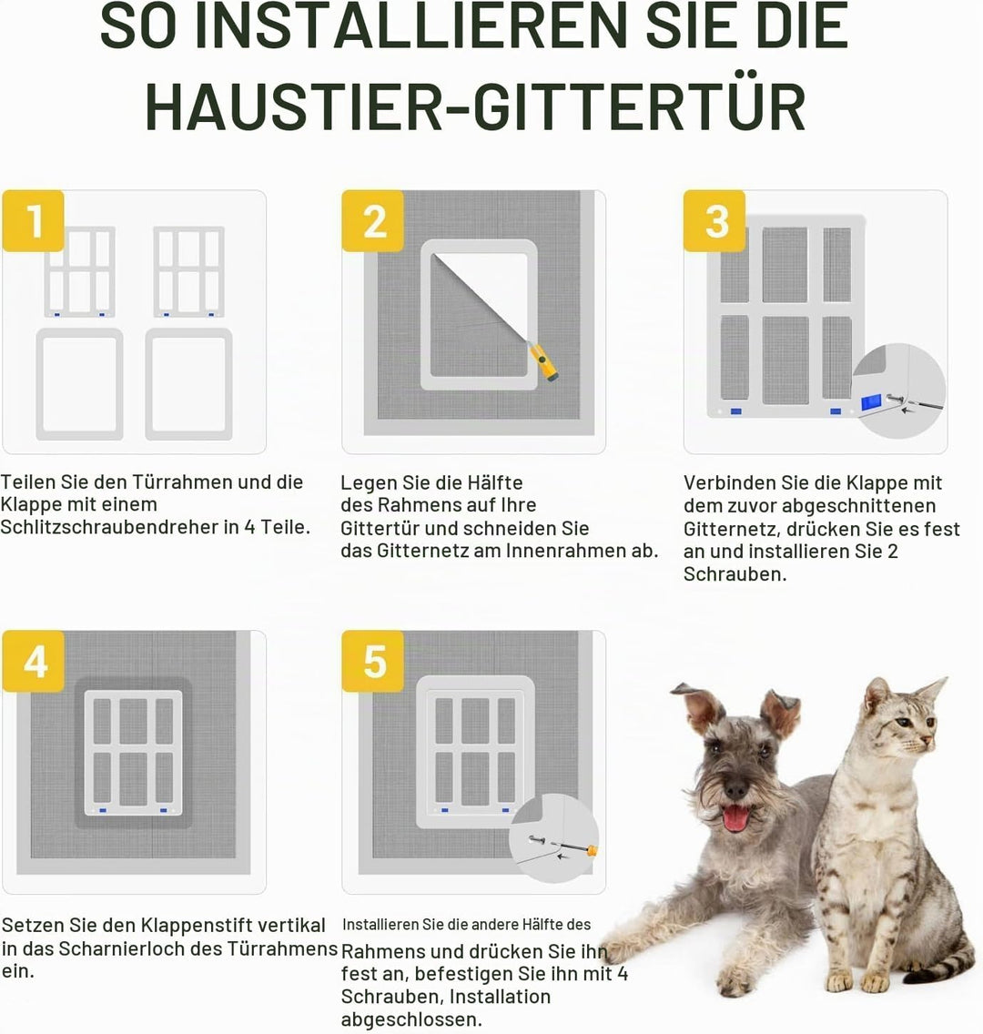 NAMSAN Hundeklappe Fiegengitter Katzenklappe Haustierklappe mit Magnetverschluss für Fliegengittertü