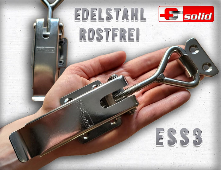 FTsolid [2er Set] einstellbarer Spannverschluss aus Edelstahl ESS3 Kistenverschluss rostfrei verstel