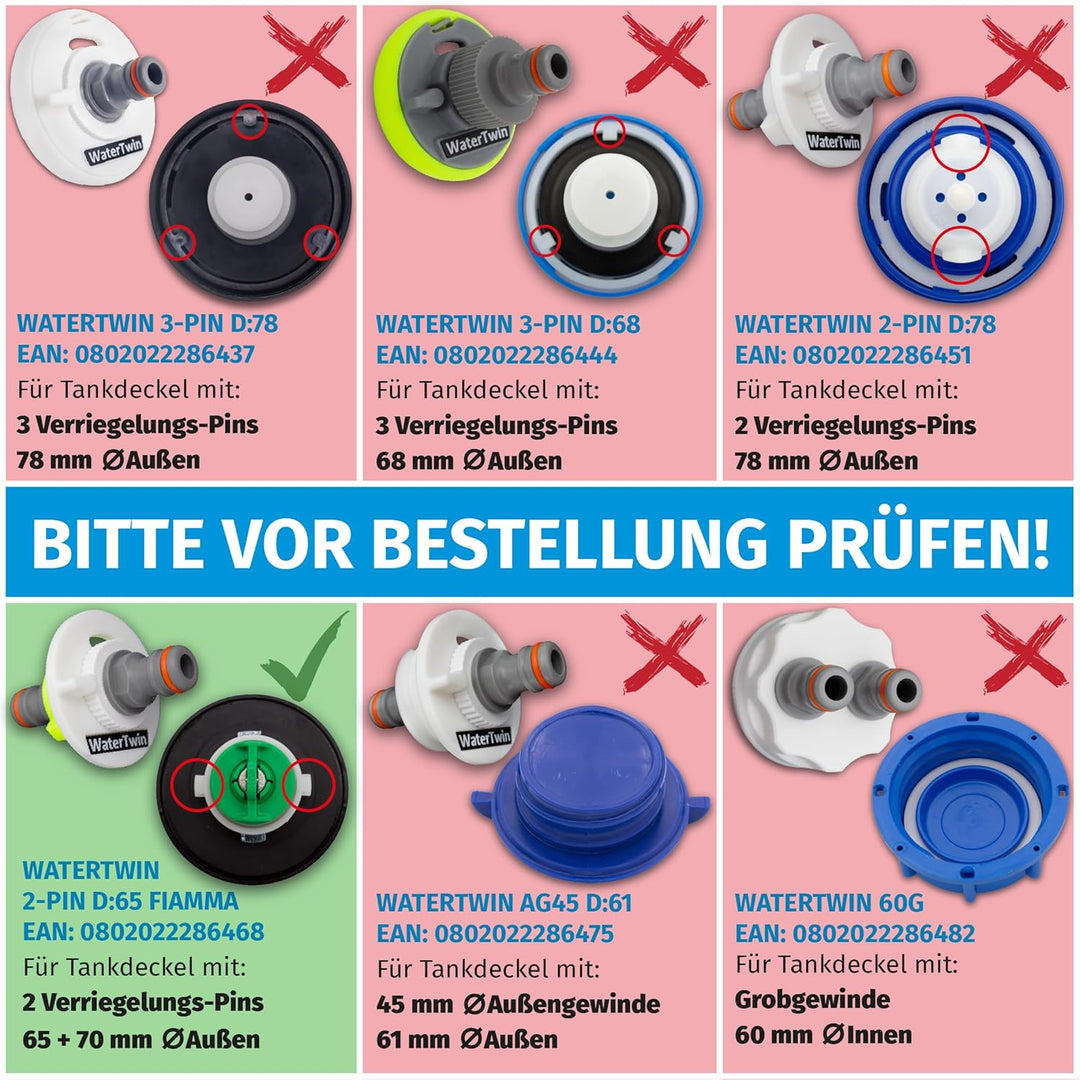 MaJoCompTec® CONNECT-30 Wohnmobil Wasser Tank Set| Caravan Einfüllstutzen Tankdeckel Zubehör (Anschl