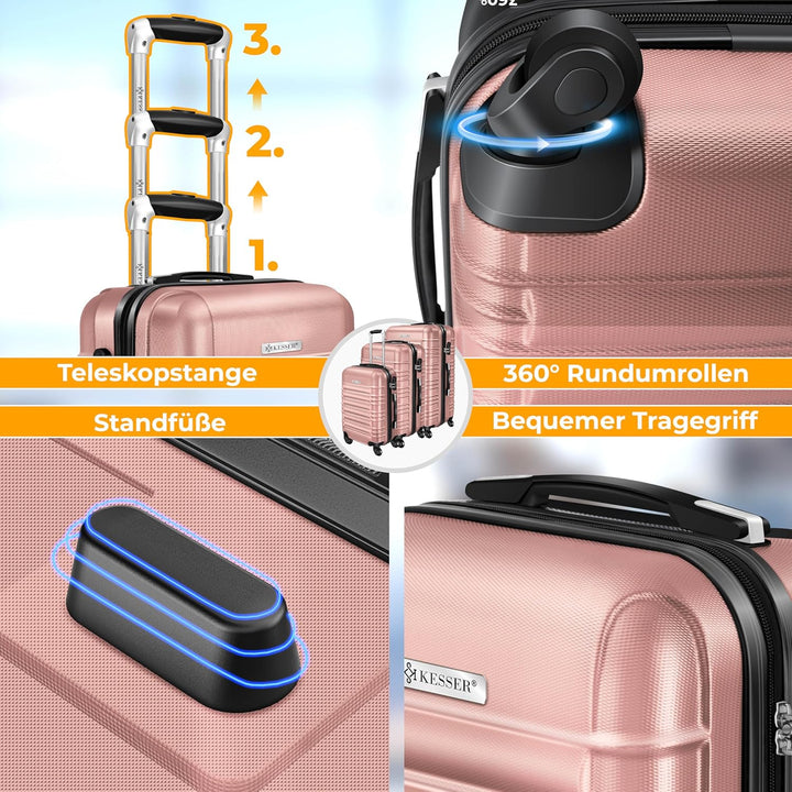 KESSER® Handgepäck Reisekoffer 55L Hartschalen-Koffer Inkl. Kofferwaage + Gepäckanhänger | Trolley G