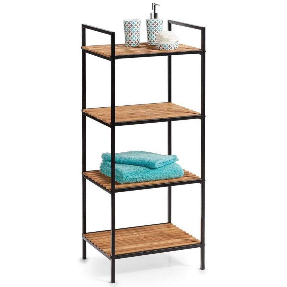 Zeller Standregal mit 4 Böden Regel, Holz, Schwarz, 39 x 33 x 95 cm, Schwarz