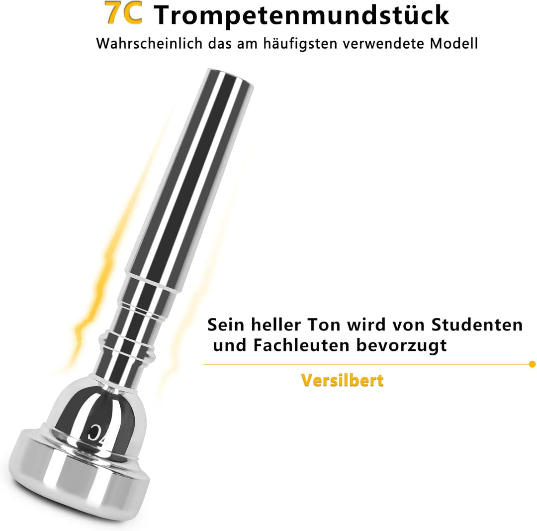 EASTROCK Trompete BB Standard Trompete Kit mit Tragetasche, Handschuhe, Mundstück, Reinigungsset, Tu