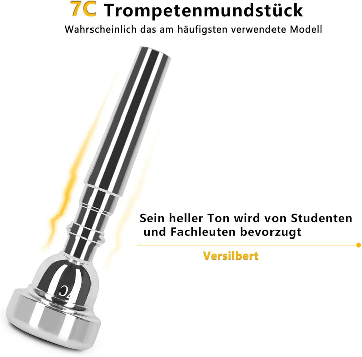 EASTROCK Trompete BB Standard Trompete Kit mit Tragetasche, Handschuhe, Mundstück, Reinigungsset, Tu