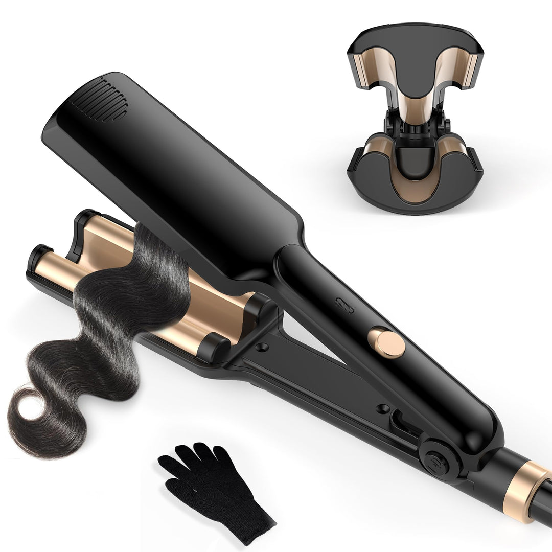 UKLISS Welleneisen für Haare - Pro Mini Welleneisen, 3 Fässer Beach Waves Lockenstab, Mermaid Hair W
