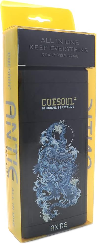 CUESOUL ANTIE Hard Dart Case, Hält 6 Steeldarts/Soft Tip Darts und zusätzliches Zubehör, mit Vier my