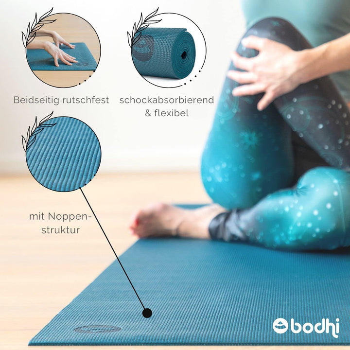 Bodhi Yogamatte Asana | Universelle Übungsmatte | Schadstofffrei & Waschbar | Matte aus PVC | Fitnes
