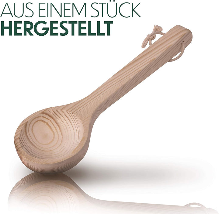 CozyNature® Sauna Eimer mit Kelle aus hochwertigem finnischen Kiefern-Holz | Sauna Zubehör, Saunaküb