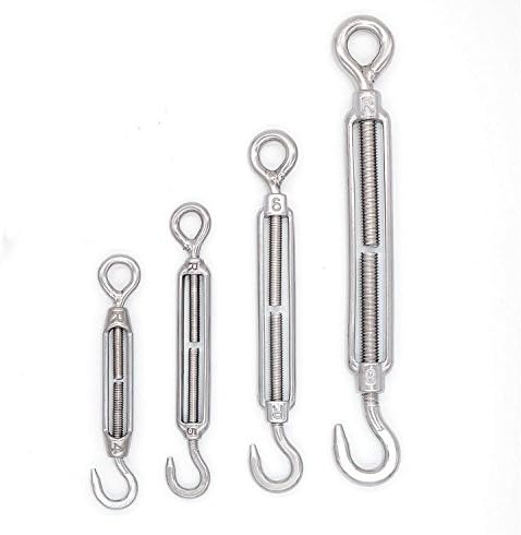 Mecollection M4/M5/M6/M8 304 Edelstahlhaken und Ösen-Spannschloss, mit Drahtseilspannung, 10 Stück,