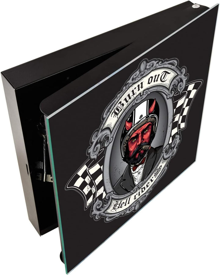 Concept Crystal Schlüsselschrank mit rahmenlosen Whiteboard K03 Der Teufel von Biker Rechte Öffnung