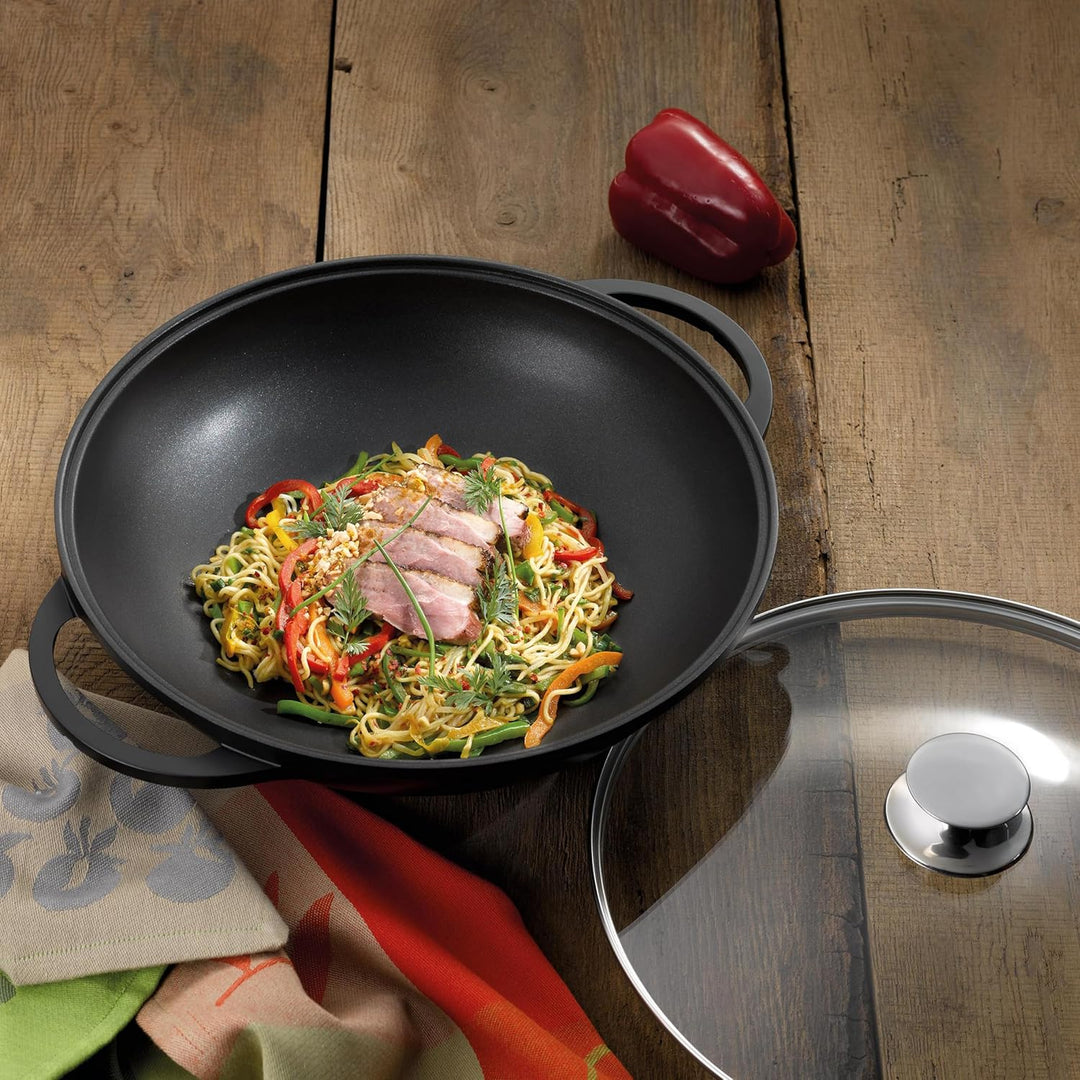 kela Wokpfanne mit Deckel 32 cm KERROS, 4l Wokpfanne Induktion, Aluguss beschichtet, Wok mit Deckel,