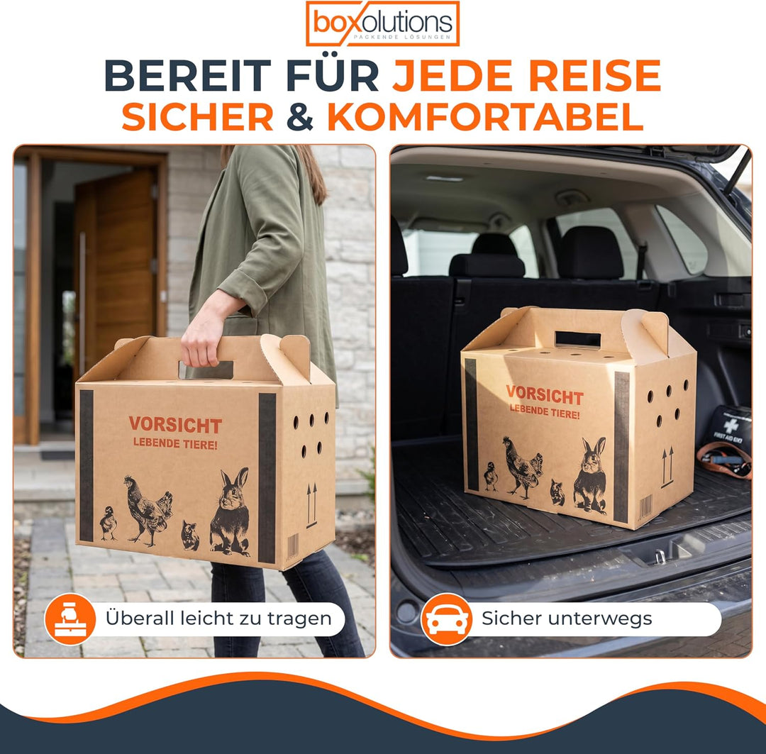 Transportkarton für Tiere Tiertransportkarton für Kleintiere - Geflügeltransportkiste - Hasen Transp