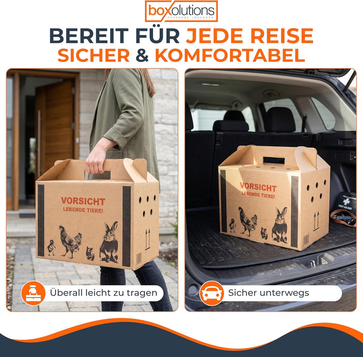 Transportkarton für Tiere Tiertransportkarton für Kleintiere - Geflügeltransportkiste - Hasen Transp