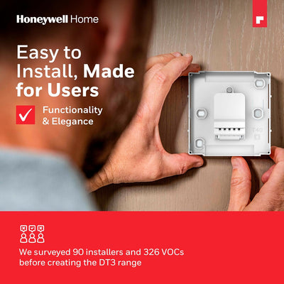 Honeywell Home DT3R Raumthermostat ohne Kabel EIN/Aus, weiss Drahtlos | Premium Kabellos Weiss, Drah