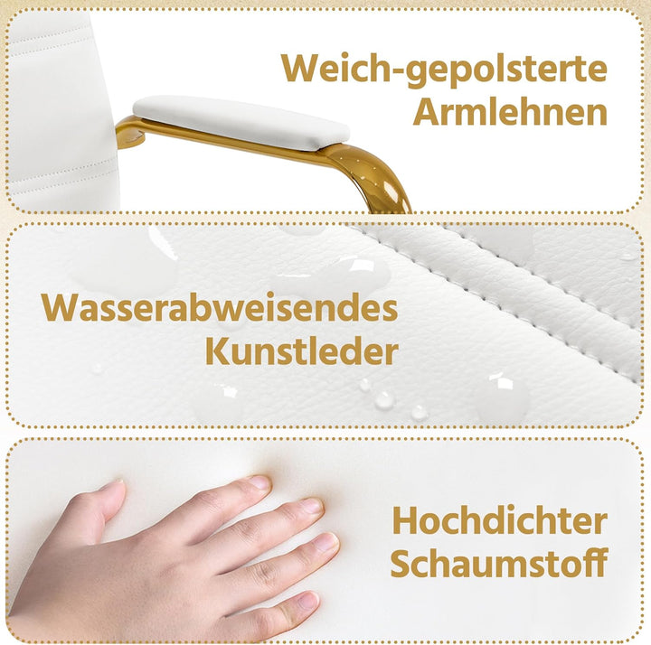 Yaheetech Bürostuhl ergonomischer Schreibtischstuhl, Drehstuhl mit Rollen, Bürohocker mit Armlehnen,
