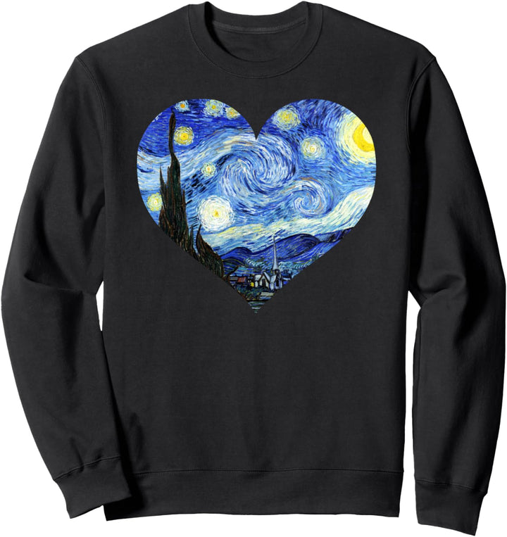 Famous Art: The Starry Night Van Gogh Heart Shape Stylish Sweatshirt