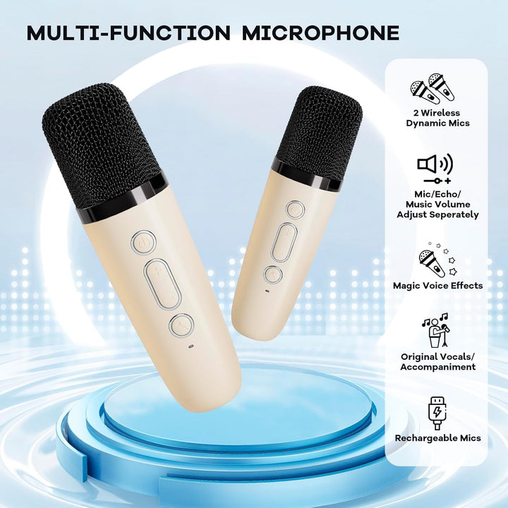 YLL Mini Kinder Karaoke Maschine mit 2 Mikrofon, Karaoke Geschenke für Mädchen Alter 3 4 5 6 7 8 9 1