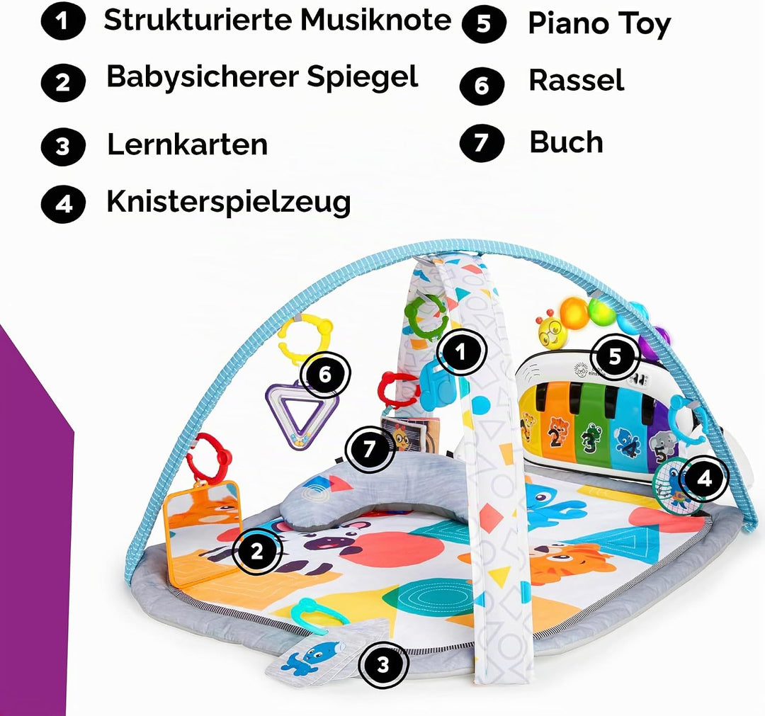 Baby Einstein, 4 in 1 Kickin' Tunes Spieldecke mit 70+ Geräuschen, 25+ Minuten Musik, Erlebnisdecke