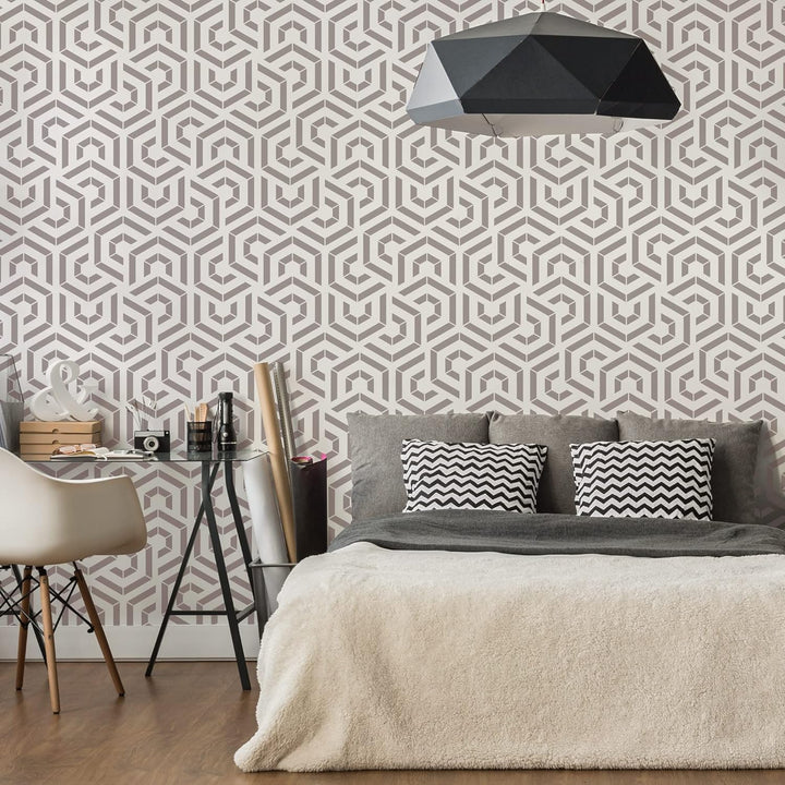 NAKLEO Wiederverwendbare Kunststoff-Schablone - 59x95cm - Hexagon Wirbel Geometrisch - Grosse Wieder