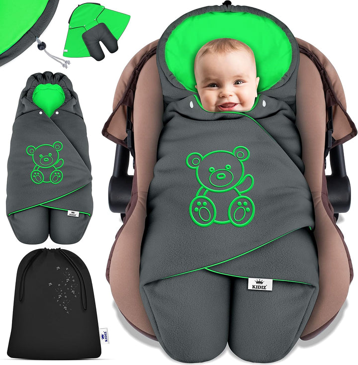 KIDIZ® Baby Einschlagdecke Babyschale Winter Herbst Babydecke mit Tasche Universal Fusssack kompatib