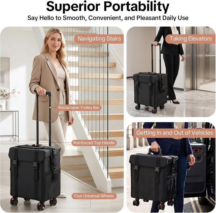 2 In 1 Kosmetik Trolley Multi-Function Friseurkoffer Professionelle Schwarz Kosmetikkoffer Beauty To