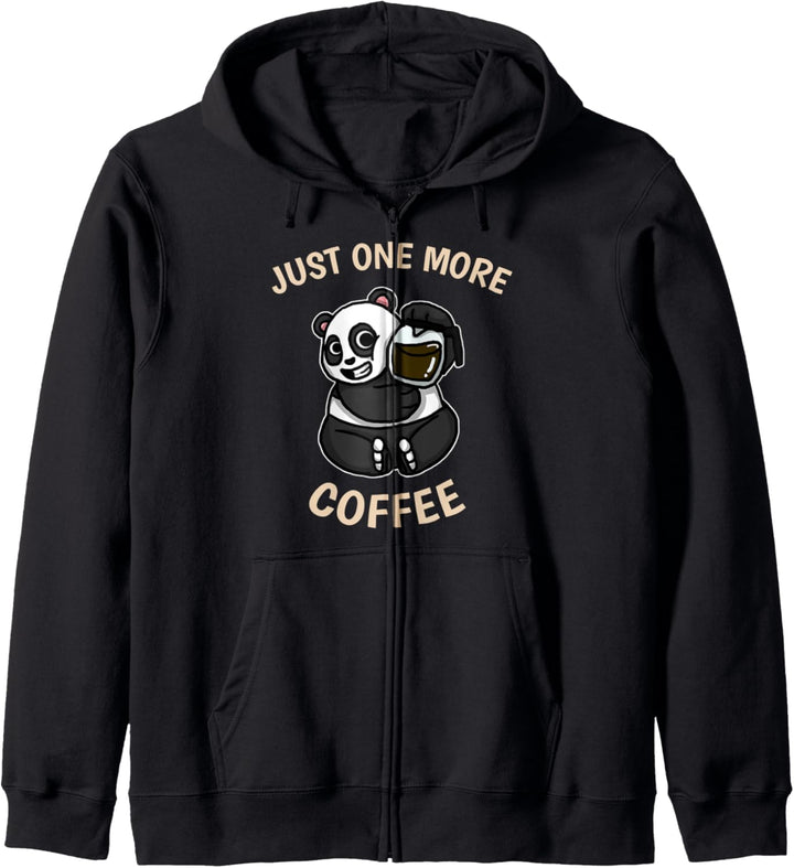 Just One More Coffee Niedlicher Panda Mit Kaffeebecher Kapuzenjacke