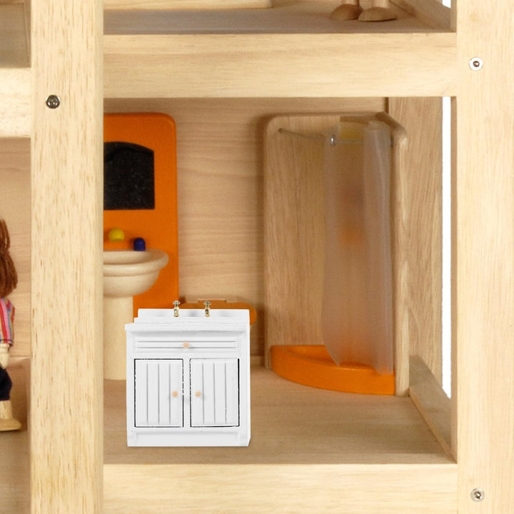 Supvox Miniatur Küchenmöbel für Puppenhaus mit Holz Waschbecken und Herd Kompakt und Leicht Einfache