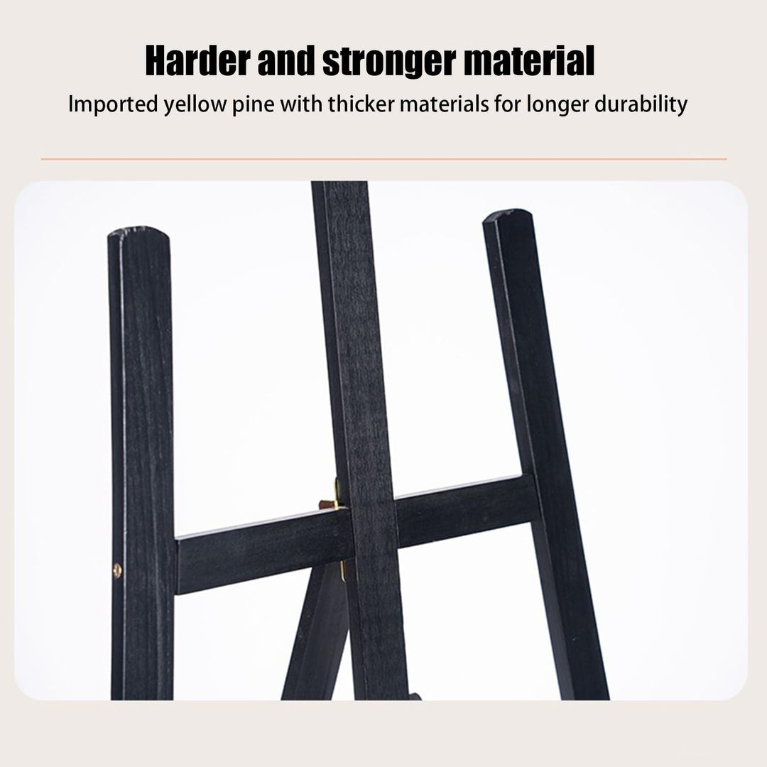 2PCS Staffelei Holz Gross,Staffelei Kinder,175 Cm Schwarz Massivholz-Malstaffelei,Höhenverstellbare,