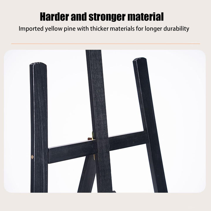 2PCS Staffelei Holz Gross,Staffelei Kinder,175 Cm Schwarz Massivholz-Malstaffelei,Höhenverstellbare,