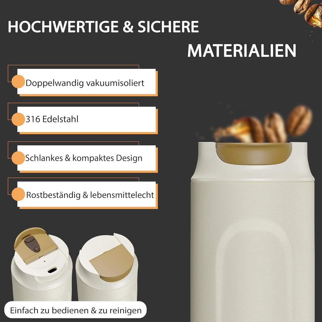 French Press To Go 430 ml Edelstahl doppelwandig isoliert | auslaufsichere Reise Kaffeepresse | Ther