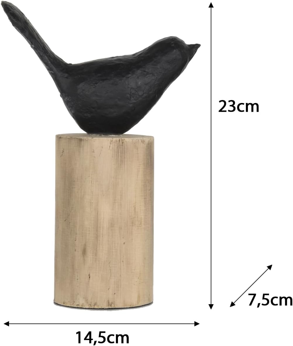 Moritz Skulptur I Vogel auf Baumstammm klein I 14,5 x 7,5 x 23 cm I Holzdeko I Skulpturen Deko I Mod