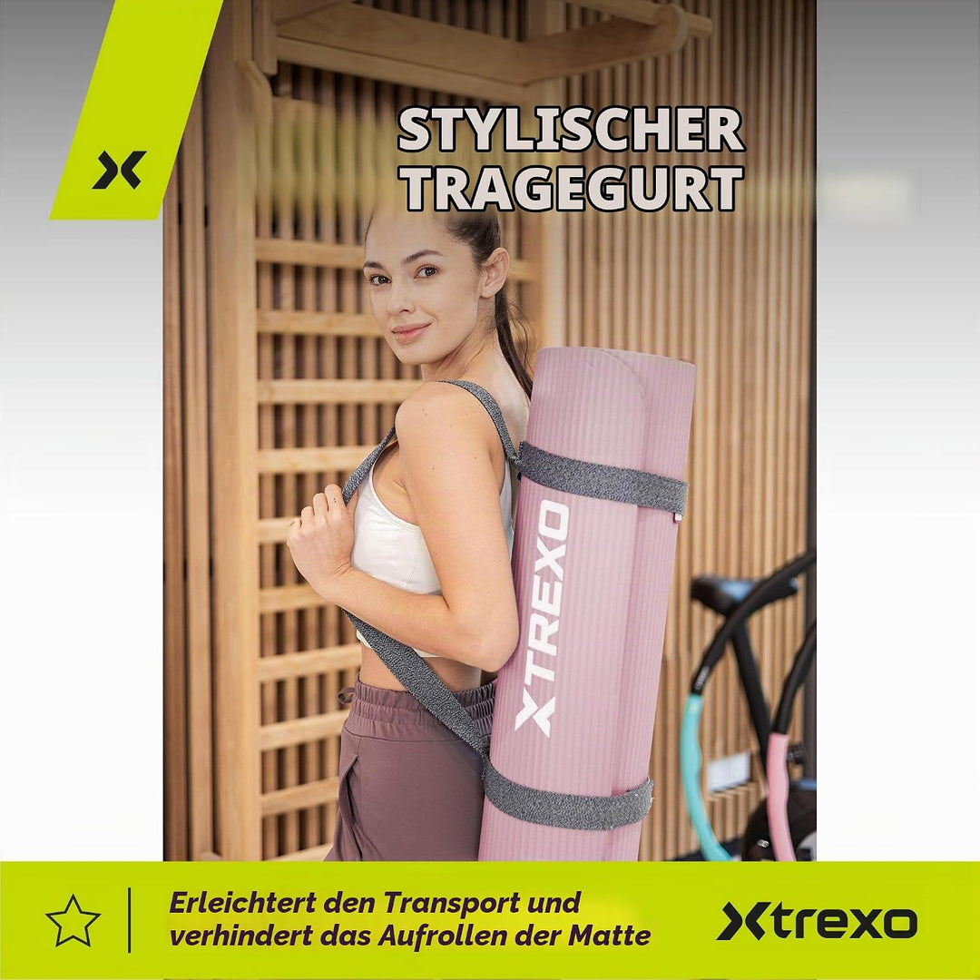TREXO NBR Übungsmatte in Hellrosa 183 x 61 cm Material von aussergewöhnlicher Haltbarkeit und Flexib