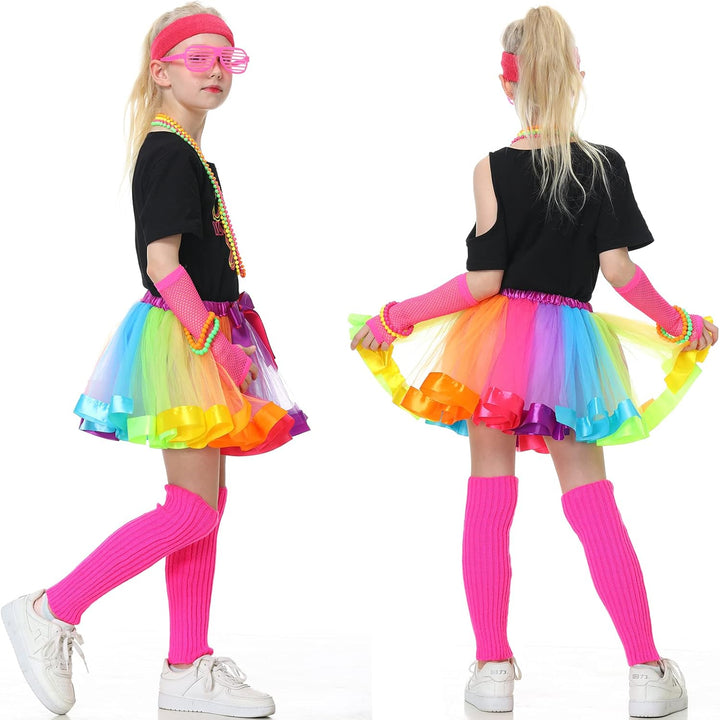 Firecos 80er Jahre Kostüm für Kinder Cosplay Thema Anzug Fancy Kleid 80er Jahre Outfit Kleid Zubehör