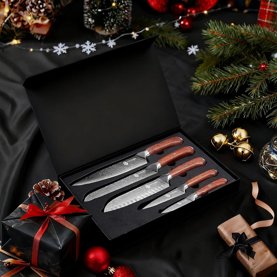 YOTSUBA Küchenmesser Set 5-teilig Messerset Scharf Küche aus hochwertigem Carbon Edelstahl, Ultra Sc