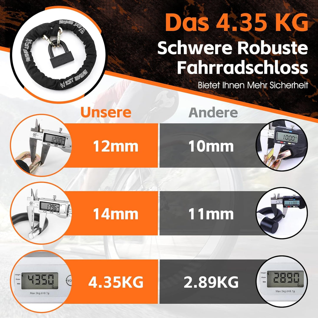 CHIMONA Kettenschloss Fahrradschloss, Kettenschloss für Motorrad &amp; E-Bike, Motorradschloss 120CM * 1