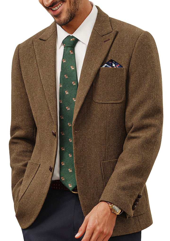 PJ PAUL JONES Sakko Herren 2 Knöpfe Tweed Wolle British Blazer Regular Fit Business Anzugjacke Männe