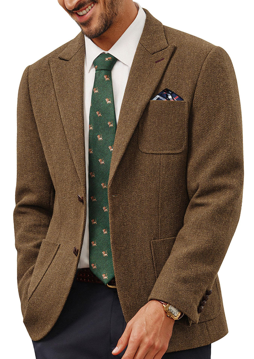 PJ PAUL JONES Sakko Herren 2 Knöpfe Tweed Wolle British Blazer Regular Fit Business Anzugjacke Männe