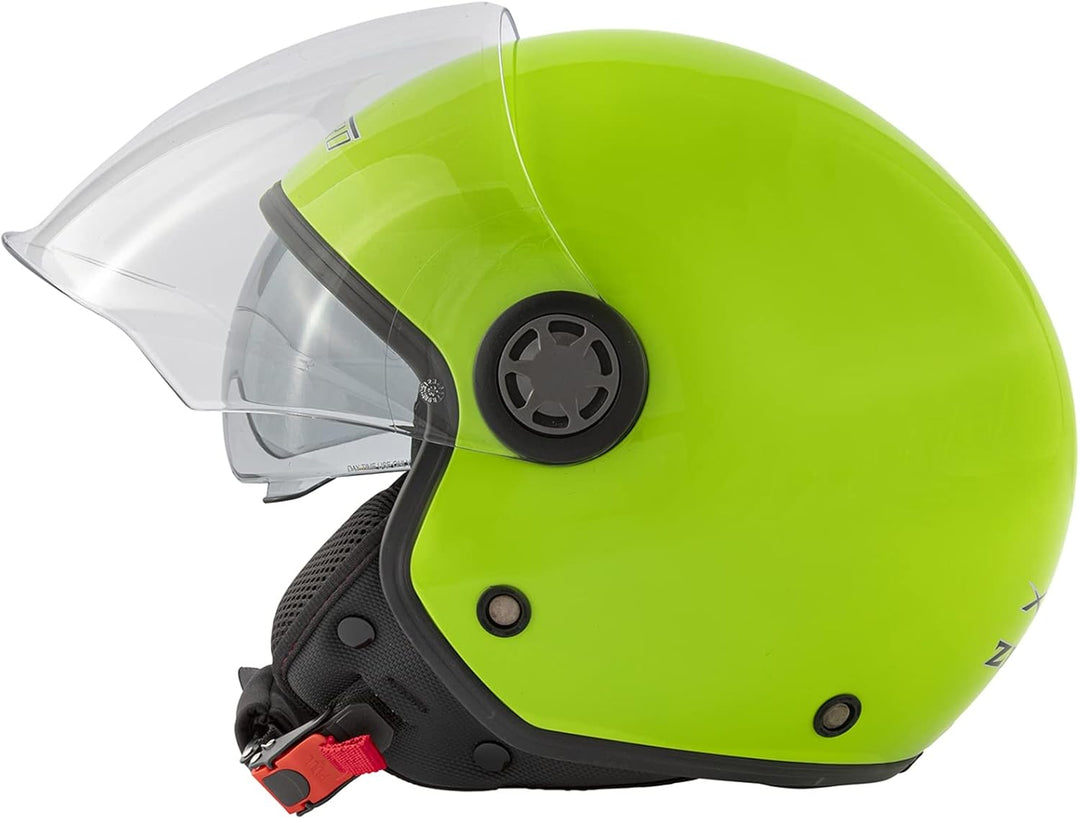 Jethelm Roller Motorrad Helm Zugelassen ECE2205 Lange Klares Visier Sonnenblende 53-54 cm ( XS) Grün