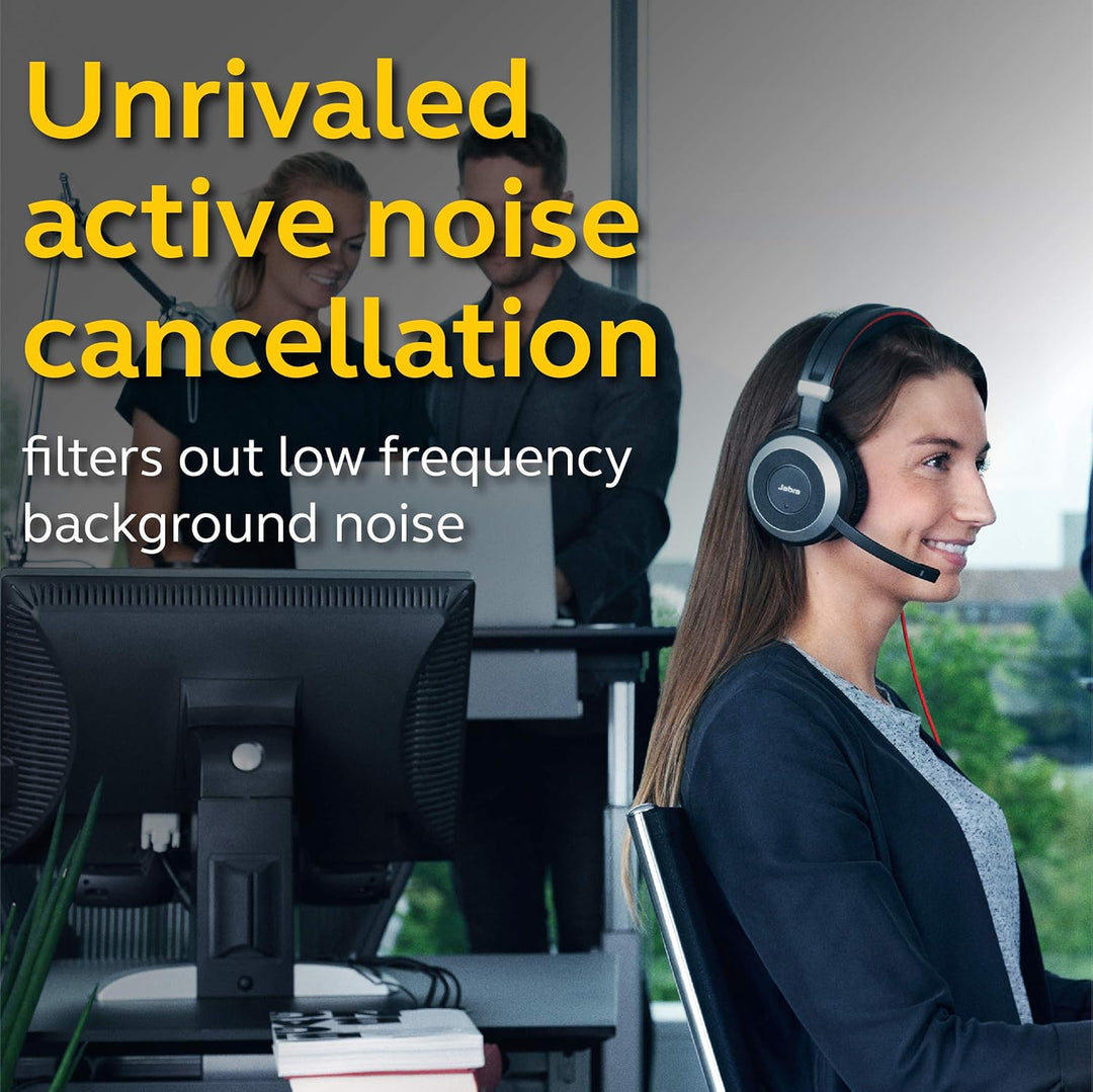 Jabra Evolve 80 UC Stereo Over-Ear Headset – Unified Communications zertifizierte Kopfhörer mit akti