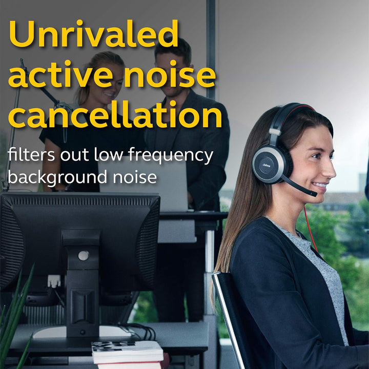 Jabra Evolve 80 UC Stereo Over-Ear Headset – Unified Communications zertifizierte Kopfhörer mit akti