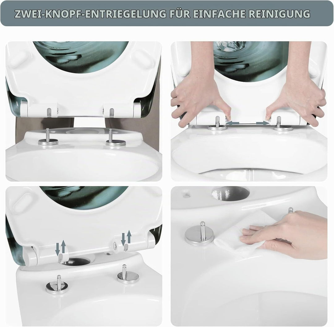 WOLTU Toilettendeckel mit Absenkautomatik, Premium WC Sitz, Klodeckel mit Quick-Release-Funktion, Kl