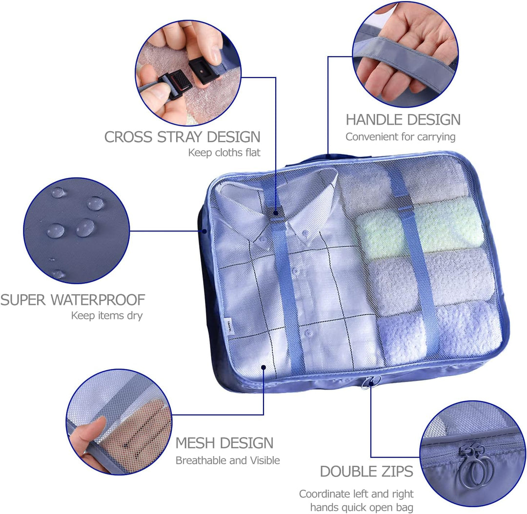 BillyBath Koffer Organizer set, Packing Cubes Kleidertaschen Schuhbeutel Reiseorganizer Packwürfel K