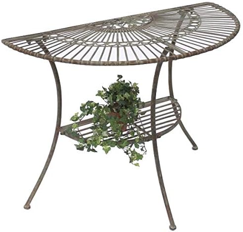 DanDiBo Tisch Halbrund Wandtisch Malega 100531 Beistelltisch aus Metall 100 cm Gartentisch Halbtisch