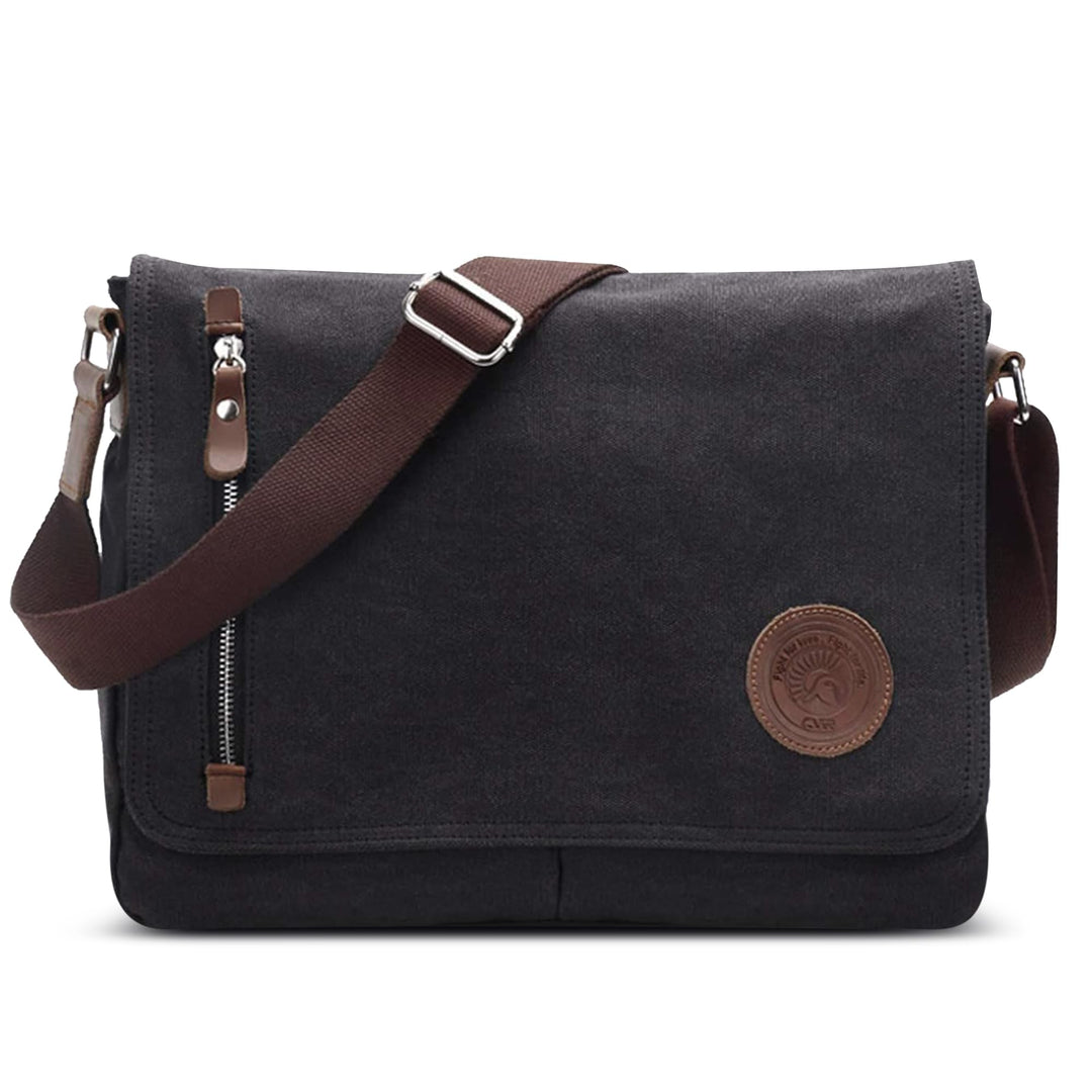 DORRISO Mode Umhängetasche Herren Schultertasche Canvas Schultertaschen für 14 Zoll Laptop Kuriertas