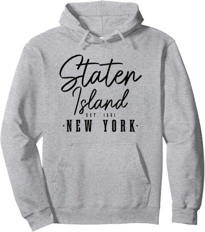 Staten Island Est. 1661 New York NY Vintage USA Souvenir Pullover Hoodie