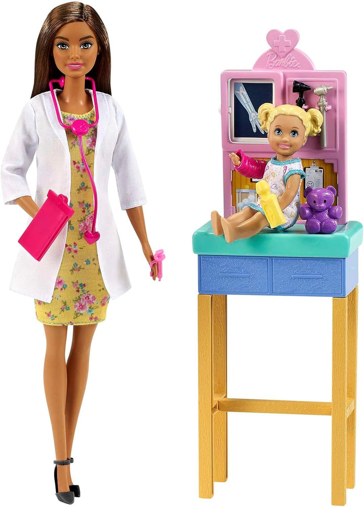 Barbie GTN52 - Kinderärztin-Spielset, brünette Puppe (ca. 30 cm), tolles Geschenk für Kinder ab 3 Ja