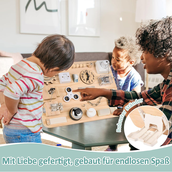 Potatomato Montessori Busy Board - Baby Spielzeug Sensorik Holzspielzeug Kinder Motorikspielzeug Ler