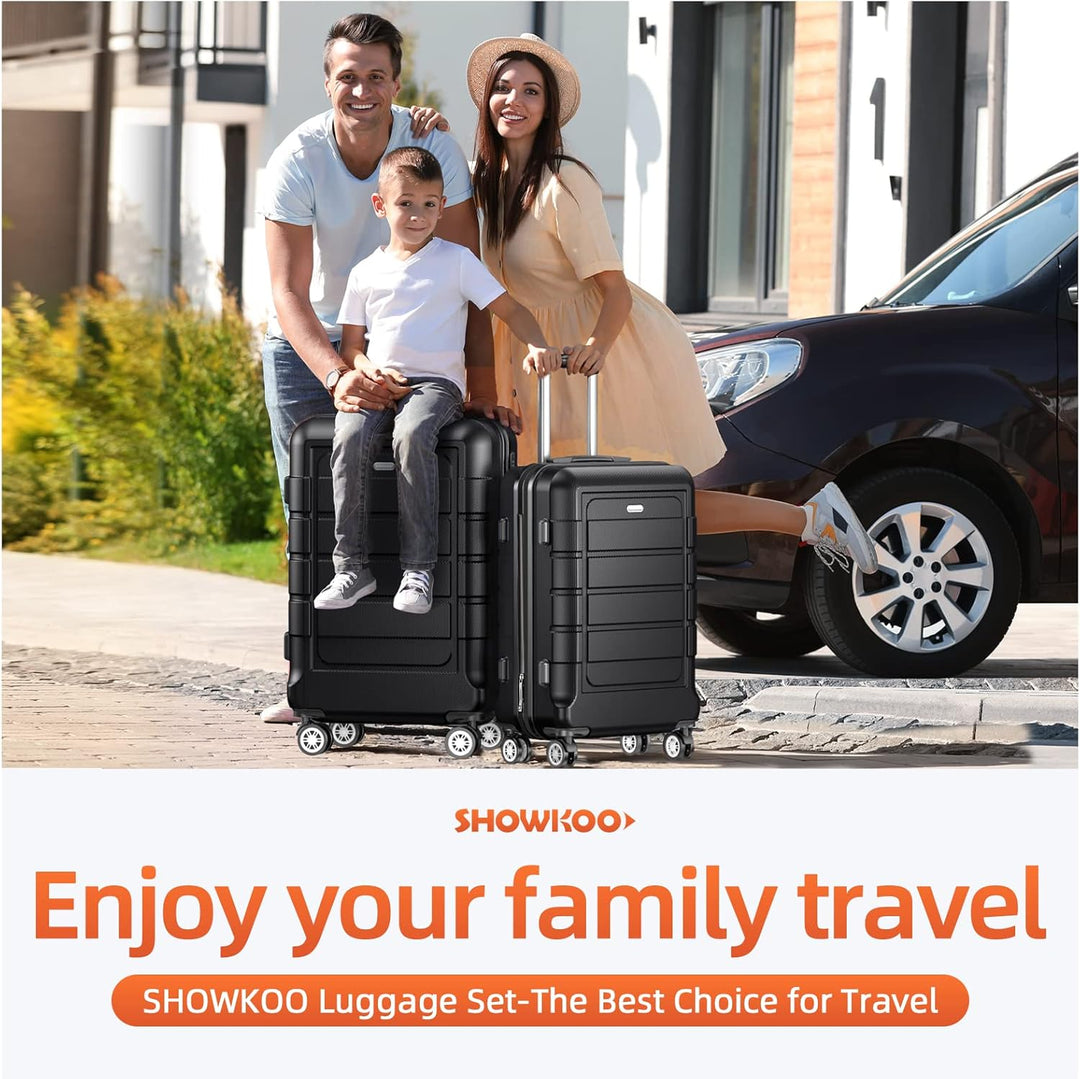 SHOWKOO Koffer Mittelgross Hartschale Leicht Reisekoffer ABS+PC Erweiterbar Haltbar Trolley Handgepä